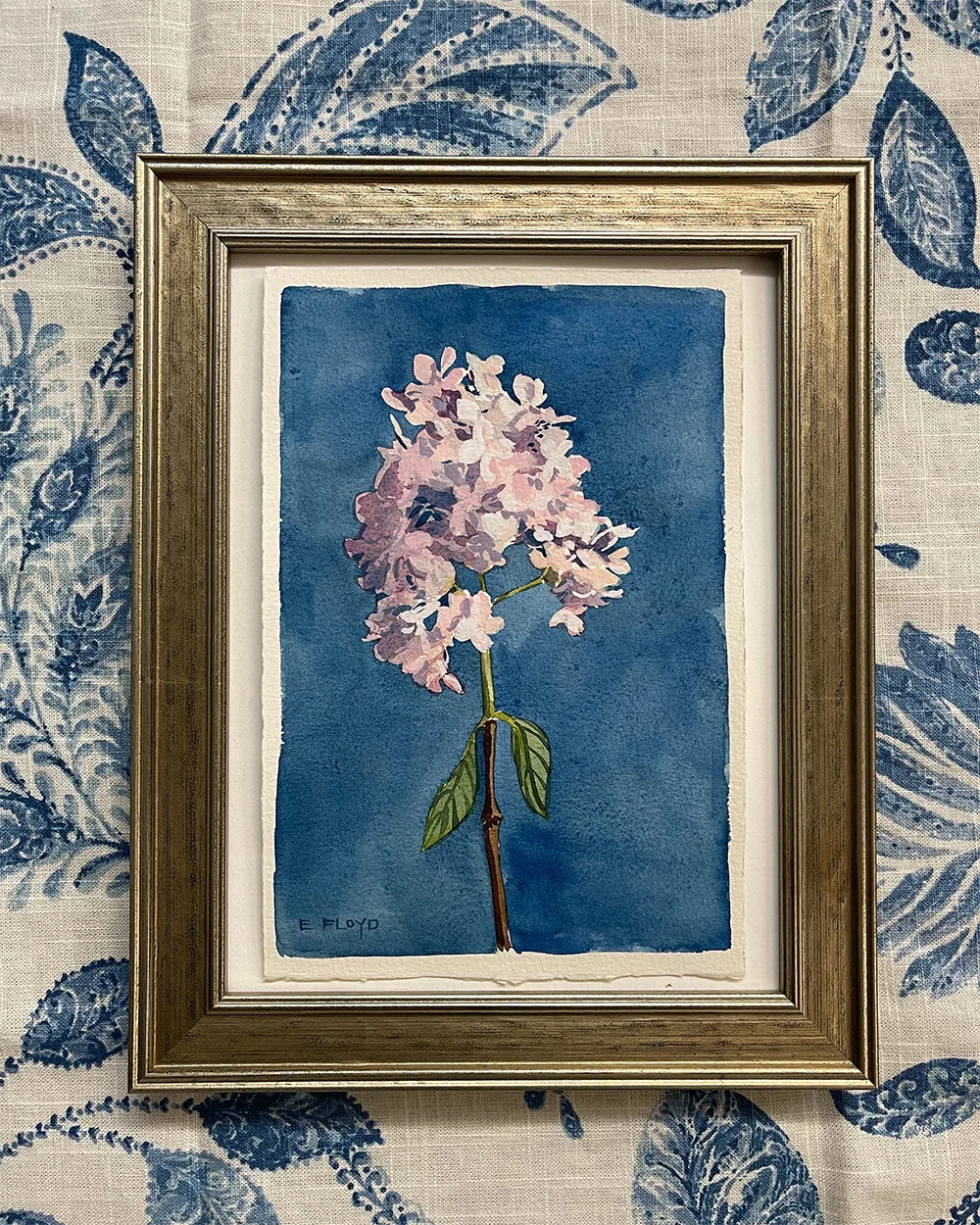 南澤りえ作 『バイオレットローズの夕べ』 SM／oil on glass Hydrangea No. 5, watercolor and gouache, 11 x 7.5, unframed